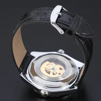 JARAGAR Fashion sport casual mænds mekanisk armbåndsur personlig kreative hule design læder rem mekanisk ur