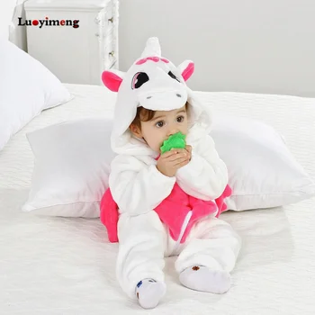 2020 Baby Tøj Unicorn Baby Rompers Søde Tegneserie Flannel Spædbarn Tøj Nyfødte Romper Baby Pige Tøj Overalls Buksedragt