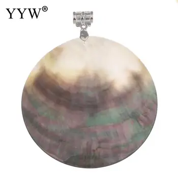 YYW Vintage Naturlig Hvid Sort Perlemor Shell Vedhæng Flad Rund abaloneskal Vedhæng, Charms Smykker at Gøre