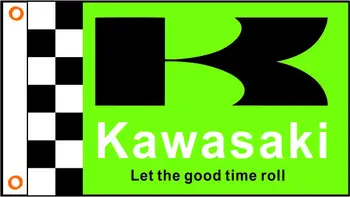 Anna Kawasaki Motorcykel flag 3ftx5ft Polyester 01