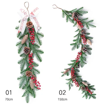 Kunstige Jule Rattan Berry Blomst DIY Garland Krans Grønne Træ Ornament Hjem Hænge Pynt til Fest Xmas Udsmykning Hot