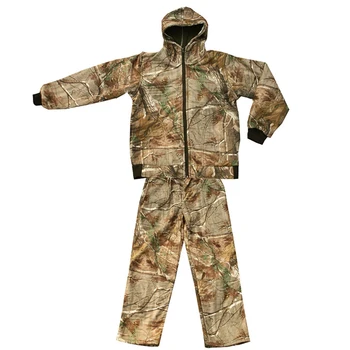 Vinteren Tykkere Foret Fleece Bionic Camouflage Jagt Udendørs Taktiske Vandreture Tøj Ghillie Suit Jakke Bukser