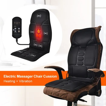 El-Varme Massage Sæde Stol, Pude til Nakke, Lænde-Smerter Kraftig Motor Vibrator Massager Bilen Hjem Kontor
