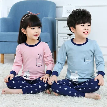 2019 Vinteren Børn Bomuld Pyjamas Sæt Baby Pige Tøj Børn Tegnefilm Nattøj Pyjama Enfant Drenge Pijama Lille Barn Inflant Nattøj