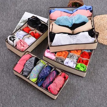 3/4Pcs Multi-size Underwear Bras box Organizer Storage Boxes Scarfs Sock Divider Lidded Closet Boxes Accessories Wholesale