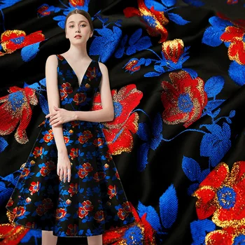 Farverige jacquard kjole stoffer kvinders tøj materialer DIY tøj sy dekorative materialer klud stof