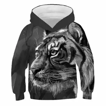Tiger Drenge Hættetrøjer 3D Digital Udskrivning Tiger Drenge hættetrøjer Stor Størrelse Casual Børn Sweater 4-14 År Kid Tøj 2020 ny