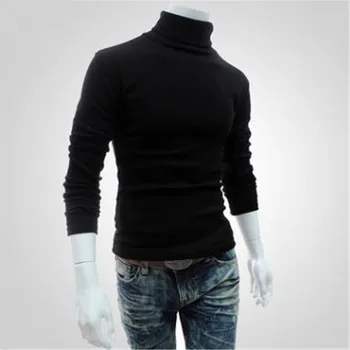 Hot Nye 2020 Mænds Tøj Basic Rullekrave Shirt Slank Mand Slebet Rullekrave Lang-ærmet T-shirt i Bomuld Termisk Undertøj