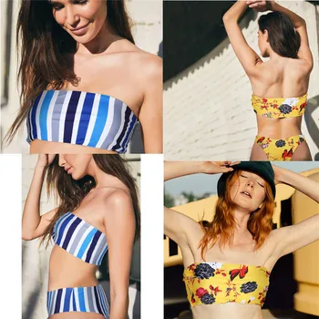 INSTANTARTS Jamaica Hamp Blad Print Kvinder Sexet Bandeau Bikini 2020 Sommer Mode Kraniet Lion Mønster Stropløs Swimwears