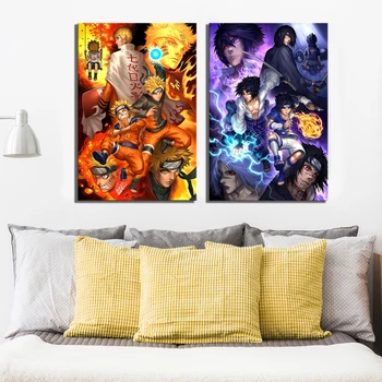 2 Stykke HD Digital Kunst Malerier Uzumaki Naruto og Sasuke Billede Animationsfilm Plakat NARUTO Tegnefilm Væg Malerier til Hjemmet Indretning