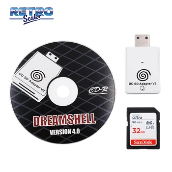 RetroScaler SD-Kortlæser Adapter+CD med DreamShell_Boot_Loader for DC Dreamcast Spil Konsol+32GB SD-Kort med DC spil