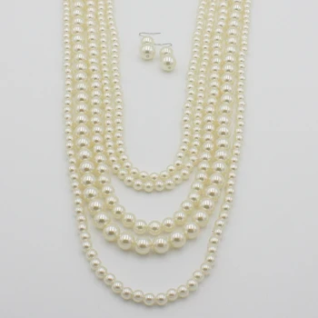 UDDEIN Bib perler smykke sæt med Lang Kvast Vedhæng simuleret perle blomst halskæde Nigerianske bryllup Indiske smykker sæt choker