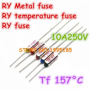 RY 50stk/masse Nye Micro termisk sikring 10A250V Tf 157 Grader TF157 C Mini temp sikring metal shell Termisk Cutoff