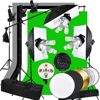ASTUDIO Fotografering Studio Lys Belysning Telt Kit med 45W Pære Softbox Pære 5 Lys Sokkel Cantilever Stick Lys Stå
