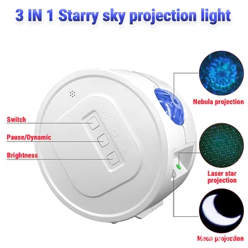 6 Farver Ocean Vinke Lys Stary Himlen Projektor LED Tåge Sky Night Light 360 Graders Rotation Nat Lampe til Nye Børn