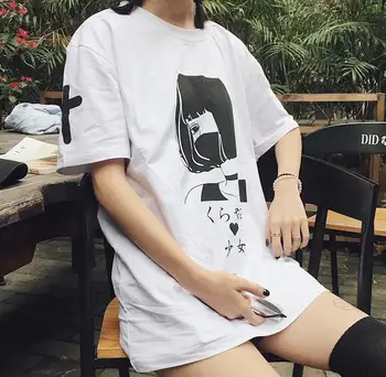 Sommeren Løs Tegneserie Pige Udskrive Kort-langærmet T-shirt Kvindelige