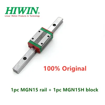 1stk Original Hiwin lineær guide MGN15 200 250 300 350 400 450 500 550 mm MGNR15 jernbane +1stk MGN15H blok transport 3D-printer cnc
