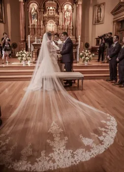 Bruden bryllup slør koreanske nye lange Slør Brudens slør bryllup slør luksuriøse blomster blødt garn taske mail-E25