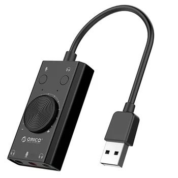 ORICO SC2 USB-lydkort Volumen Eksterne Justerbar 3 stik til Mikrofon Hovedtelefoner Audio-Kort Mikrofon Stik Adapter til Windows, Mac OS