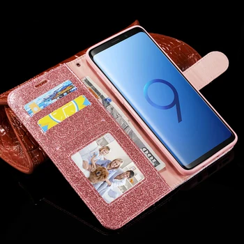 Bling Diamond Glitter Tilfældet For Samsung S9 S8 Plus Note 9 Tilfælde Flip Læder Pung Cover Til Samsung Galaxy S9 Plus Telefonen Tilfælde