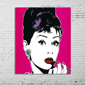 Gratis levering af Høj Kvalitet, væg kunst er Håndmalet med Audrey Hepburn Pop Art Væg Kunst, oliemaleri På Lærred mordern portræt kunst