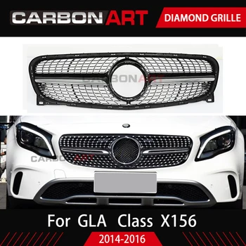 GLA X156 Diamant gitter Bil Foran Grill Diamant Gitter for MB GLA klasse X156 Sølv Krom sort Design, ABS