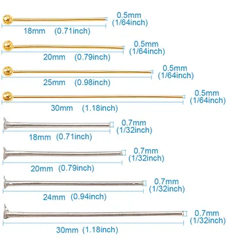 Pandahall 1 Kasse 18 20 25 30 mm Messing/jernkugle Head Pins med Fladt Hoved Nål Pins til Smykker at Gøre DIY Armbånd Halskæde Resultater