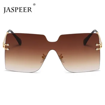 JASPEER Overdimensionerede Uindfattede Solbriller Kvinder Luksus Brand Designer Damer Punk Ét Stykke UV400 Solbriller Mænd Retro Nuancer Briller