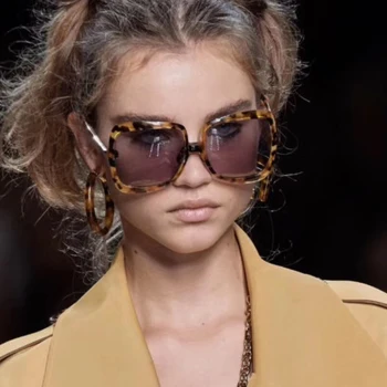 2020 nye fashion square gradient solbriller til kvinder oversize vintage leopard print elegante solbriller kvindelige sorte nuancer