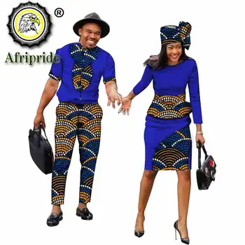Afrikanske Par Tøj Kvinder Kjoler eller Mænd Tøj Sæt Dashiki Shirts Ankara Pants Party Bryllup, Casual Wear S19C003