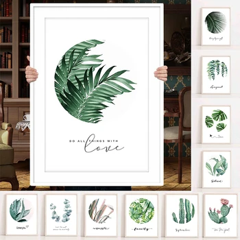Plakat Af Tropiske Plante Billede Nordiske Hjem Dekorative Væg Kunst, Lærred Maleri Skandinaviske Grønne Blade, Plakater Og Prints
