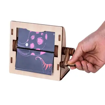 24 Frames DIY Træ-Forsamling Hånd-forkrøppet Simpel Side Drejning Visuel Illusion Video-Afspiller, Børn, Forældre Gave Home Decor