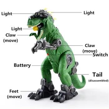 Mekaniske T-Rex Dinosaur El-Toy Store Størrelse Walking Dragon Legetøj Med Lys, Lyd Model Legetøj For Børn