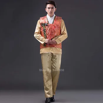 Traditionel koreansk Stil Hanbok Kostumer til Mænd Voksen Vintage optræden, Dans Asiatiske Kjole Broderet Tøj