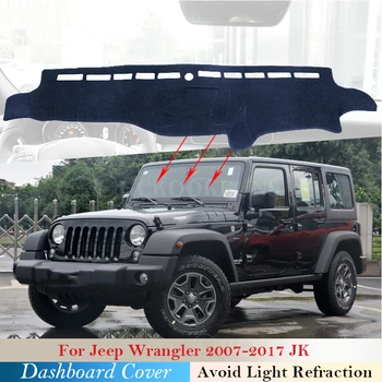 Dashboard Dækker Beskyttende pude til Jeep Wrangler 2007~2017 JK Bil Tilbehør Dash Board Parasol Tæppe 2016