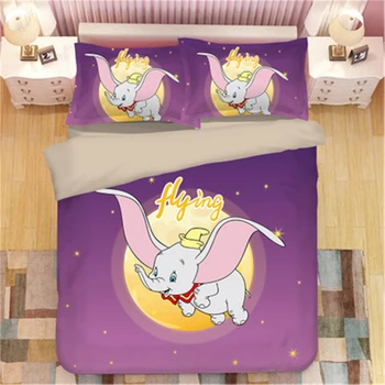 Tegnefilm Dumbo Sengetøj Sæt Dreng/Piger Enkelt dobbelt Dobbelt konge dronning Børn luksus Duvet Cover Sæt Pudebetræk star pink sengetøj