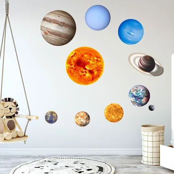 9pcs Lysende Wall Stickers 9 Planet i solsystemet, Fluorescerende Wall Stickers Universet Planet Galaxy DIY Børn, Rum Udsmykning