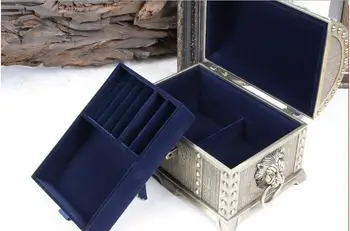 Europa Metal, Håndværk, Smykker Boks Opbevaring smykkeskrin storage case 2 layeTreasure Brystet smykkeskrin tabel arrangør Z105