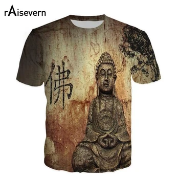 Raisevern Buddha Fuld Print T-Shirt 3D-Short Sleeve Tee Toppe Mænd Kvinder Unisex Punk Tøj Streetwear T-Shirt Drop Shipping