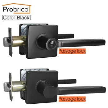 Probrico Firkantede Sorte dørhåndtag til indvendige døre Foran bagdøren håndtag med cylinder lås/lås Nøglefri træ-døren låses
