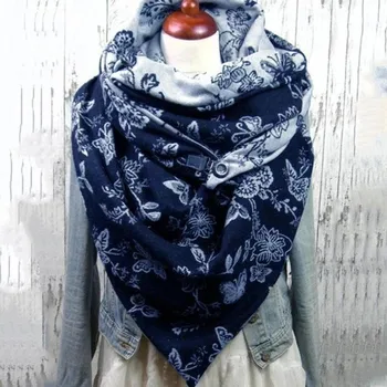 1stk Vinter-Tørklæde Kvinder Mand Foulard Femme Strik Herre Knappen halsvarmer Tørklæde Hijab eller Tørklæde Wraps