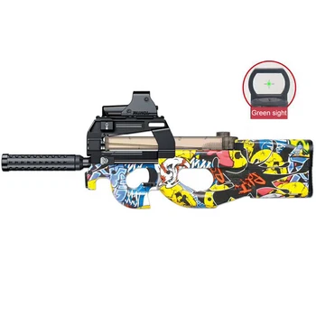 Ny El-P90 Graffiti Udgave Pistol Toy Live Angreb Sniper Airsoft Luft Pistol Våben Udendørs Blødt Vand Bullet Kanon Legetøj Til Drenge