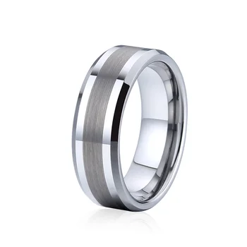 Kærlighed Alliance Mænds Wolframcarbid smykker sølv farve skrå ægteskab bryllup band par ringe til mænd og kvinder, 6mm 8mm