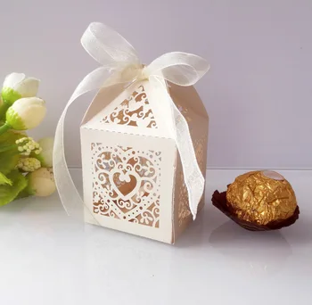 100 Stk Gaveæske Baby Brusebad Candy Box Papir Emballage Bryllup Part Favoriserer Poser Papkasser Bonbonniere Goodie Bags