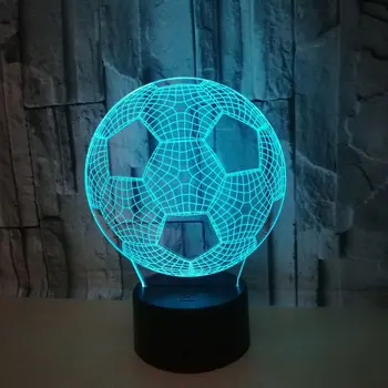 Kreativ Fodbold 3d-bordlampe Sengen Dekoration Romantiske Gaver, Farverig Touch Fjernbetjening Bord Lamper Til stuen