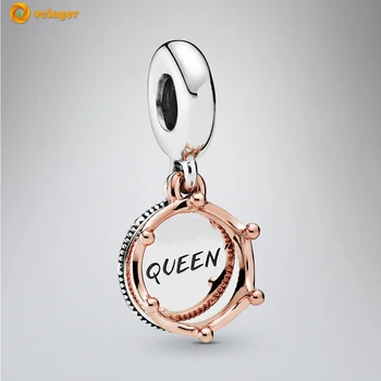 Volayer 925 Sterling Sølv Queen & Regal Crown Heart Charms passer Oprindelige Pandora Armbånd Kvinder DIY Smykker