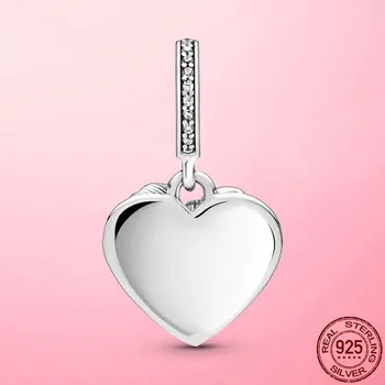 Hot Salg 925 Sterling Sølv Bue & Kærlighed Hjerte Dingle Vedhæng passer Oprindelige Pandora Armbånd DIY Halskæde Sølv 925 Smykker