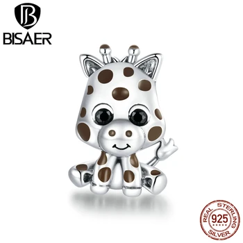BISAER 2020 925 Sterling Sølv Baby Giraf Søde Dyr Charms Passer Oprindelige Sølv Armbånd, Vedhæng Smykker at Gøre HSC1691
