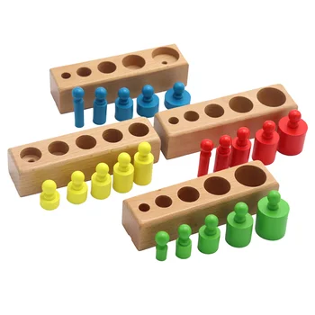 Montessori Cylinder Socket Puslespil Legetøj Baby Udvikling Af Praksis Og SensesPreschool Pædagogiske Træ-Legetøj Til Børn