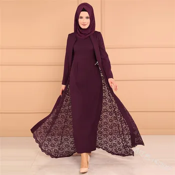 WEPBEL Slim Fit Høj Kvalitet, Elegant Muslimske Maxi Kjole Dubai Fast Gulv Længde Abaya langærmede Kjoler Uden Hijab